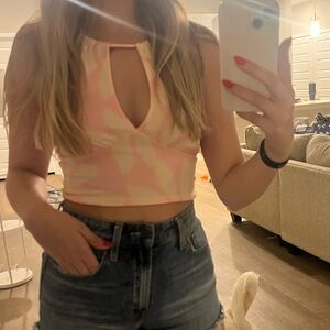 Forever 21 Pink and Cream Crop Top